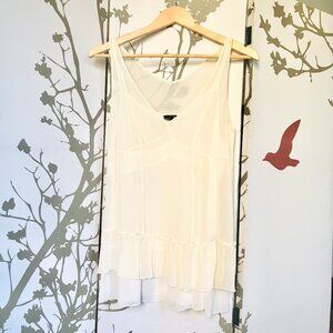 Club Monaco Silk Ivory V Neck Tank Top